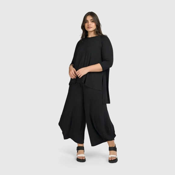 NWT ALEMBIKA ESSENTIAL HI-LO TOP, BLACK 14/16 Large lagenlook oversized tunic - Picture 1 of 8